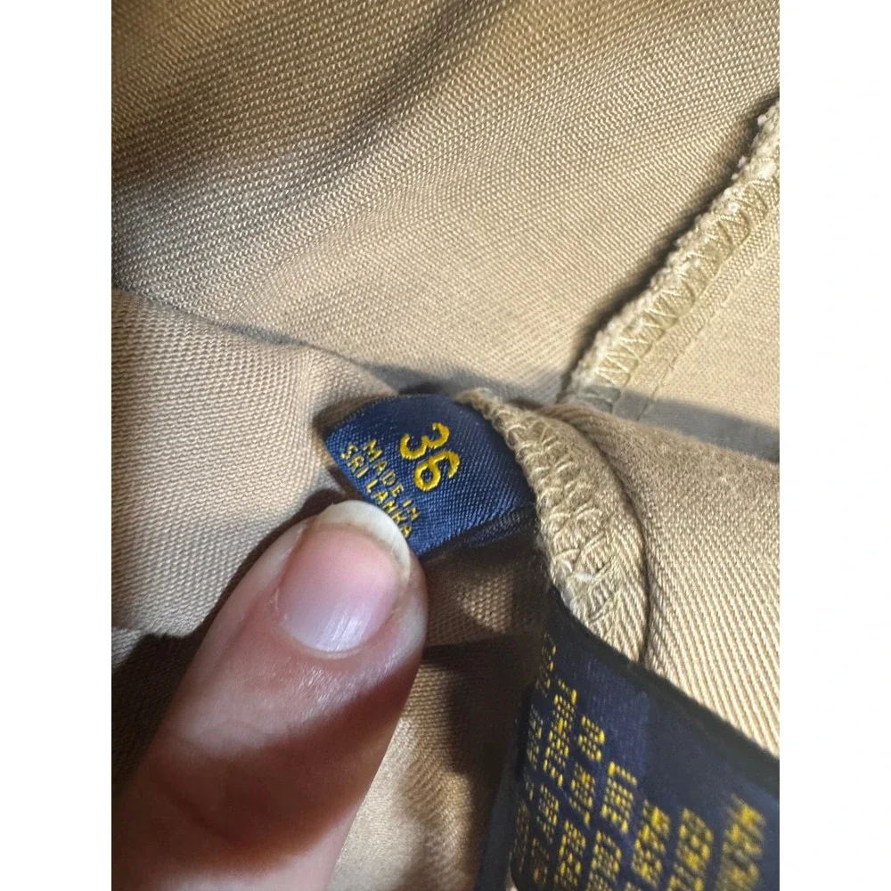 Polo Ralph Lauren Mens Khaki Chino Shorts Tan Cotton Twill Size 36 Flat Front